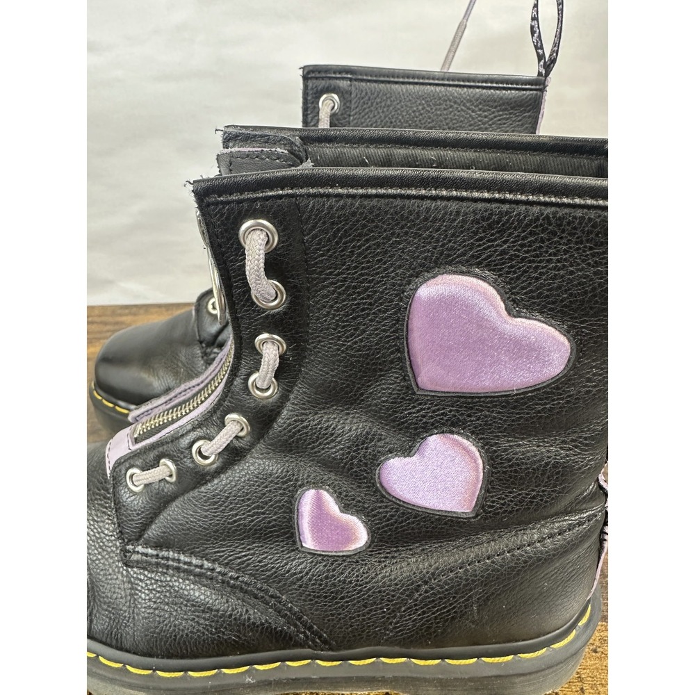 Dr Martens 1460 Zip Heart Black Purple Lace up Combat Boots Goth Punk Grunge 10 - Picture 3 of 16